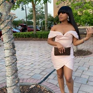 Classy Pink Off the Shoulder Dress